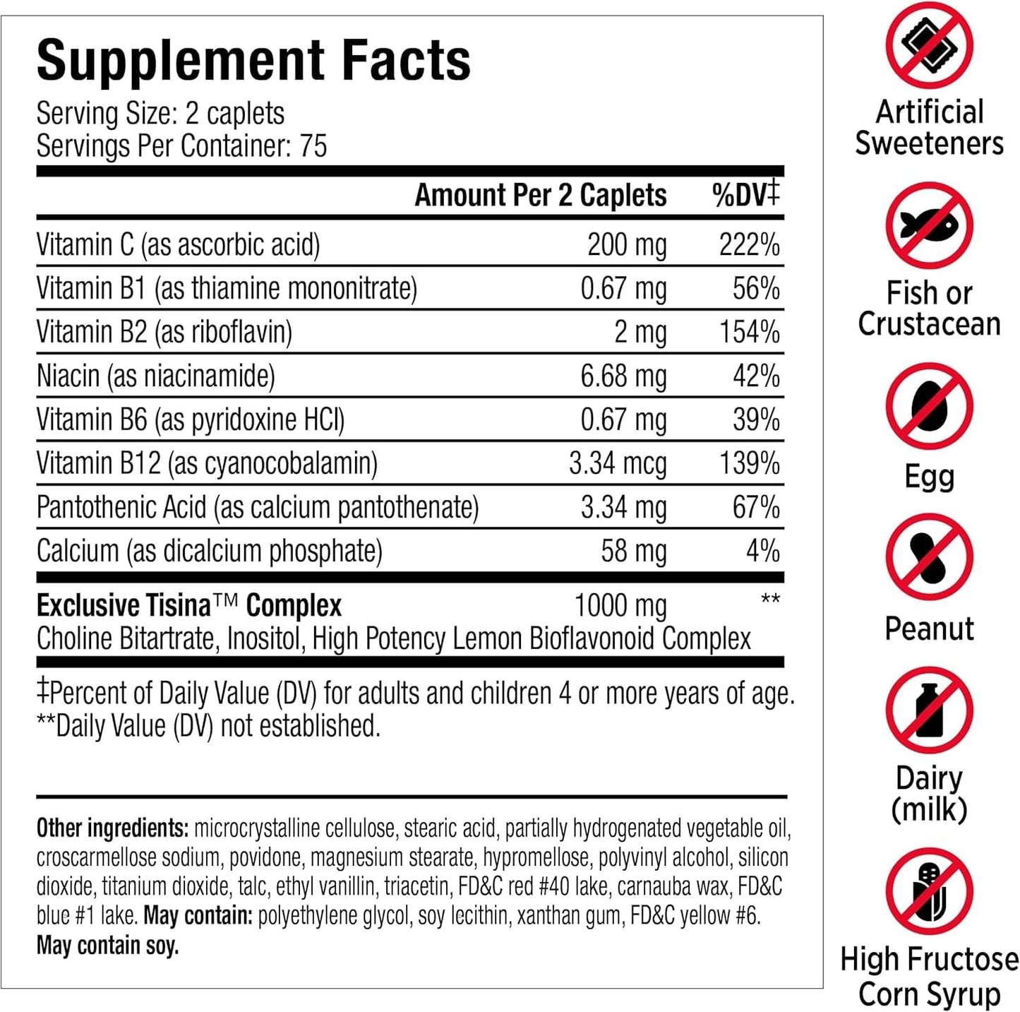 LIPO Ear Ringing Relief Supplement - Relief for Ringing Ears - Clinically Studied Lemon Bioflavonoids with Vitamins C, B1, B2, B6, B12, & Calcium for Daily Ear Health Support - 150 Caplets