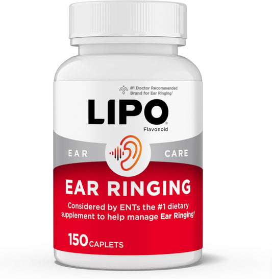 LIPO Ear Ringing Relief Supplement - Relief for Ringing Ears - Calcium for Daily Ear Health Support - 150 Caplets